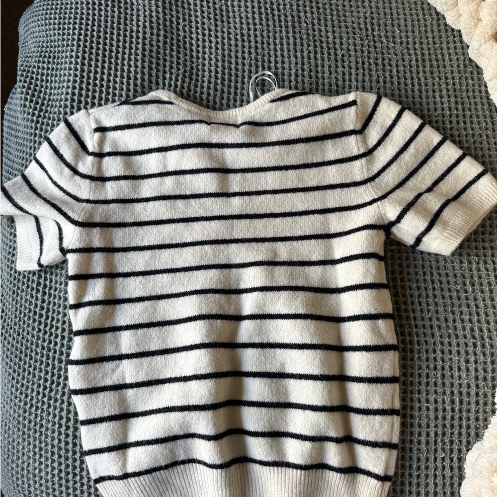H&M Cream and Black Striped Knit Top